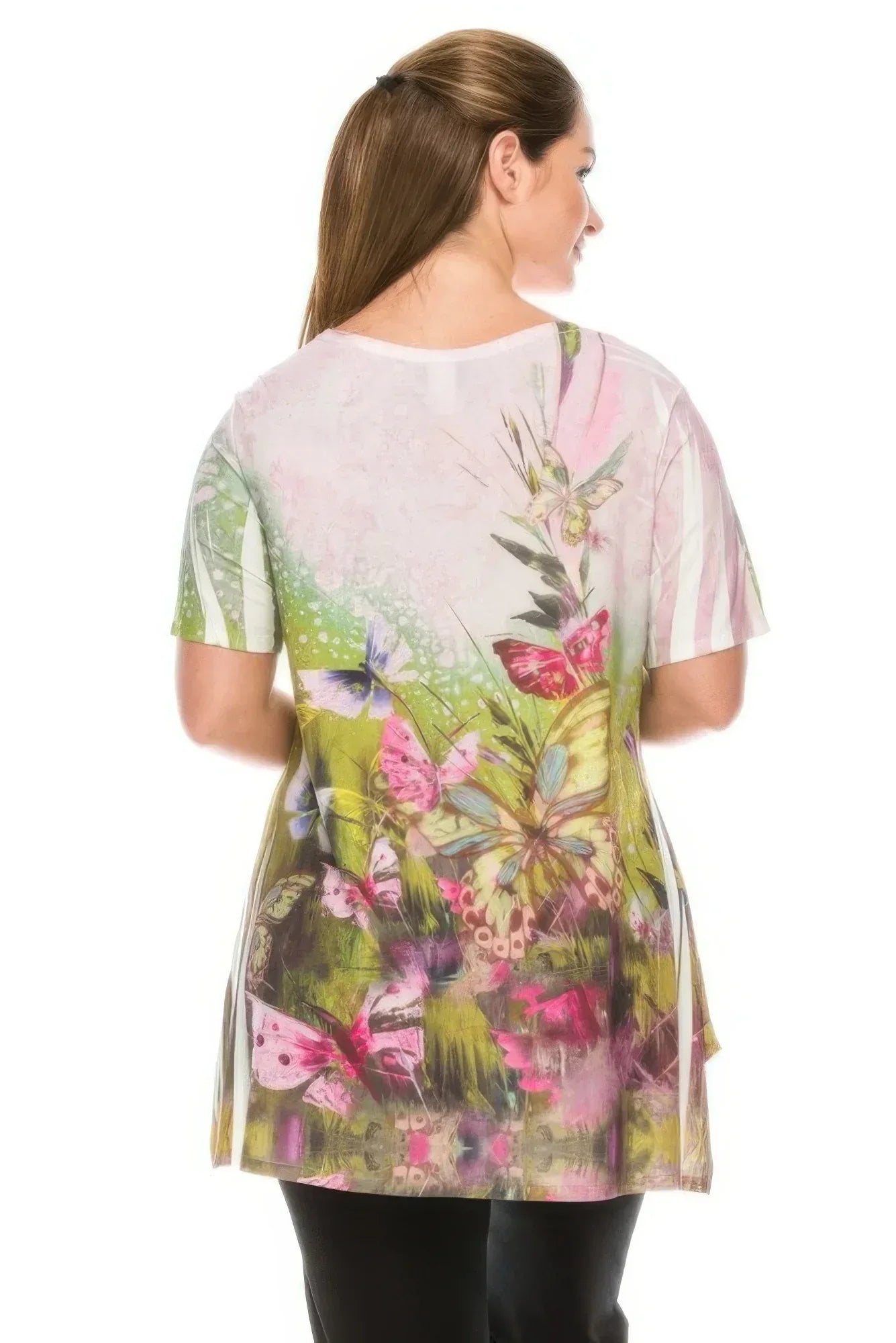Printed Sparkle V Neck Top | Mixtshop LLC