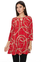 Glitter Quarter Sleeve Print Top | Mixtshop LLC