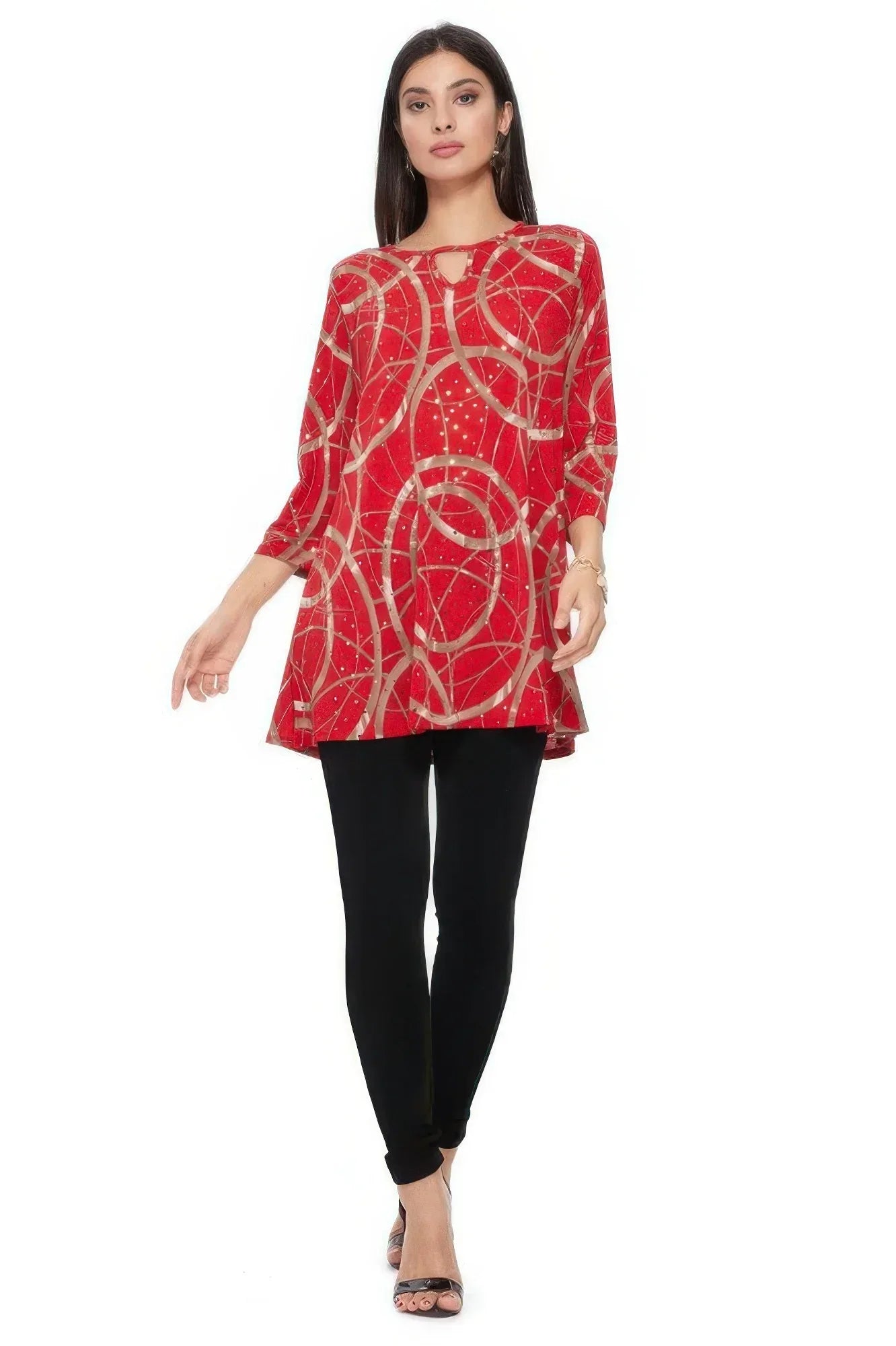 Glitter Quarter Sleeve Print Top Secondary image
