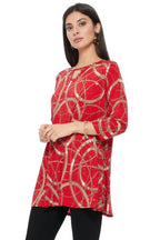 Glitter Quarter Sleeve Print Top | Mixtshop LLC