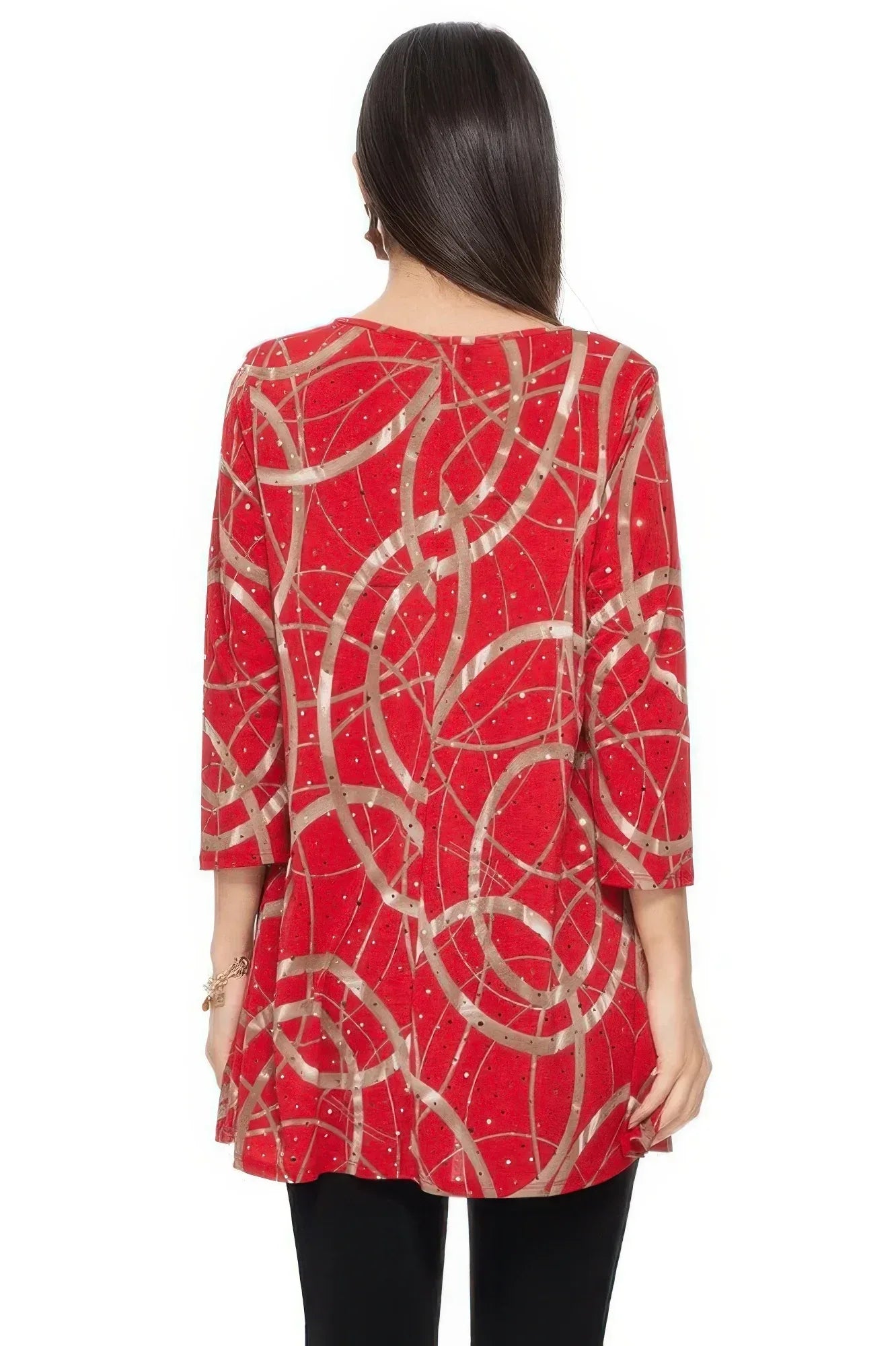 Glitter Quarter Sleeve Print Top | Mixtshop LLC