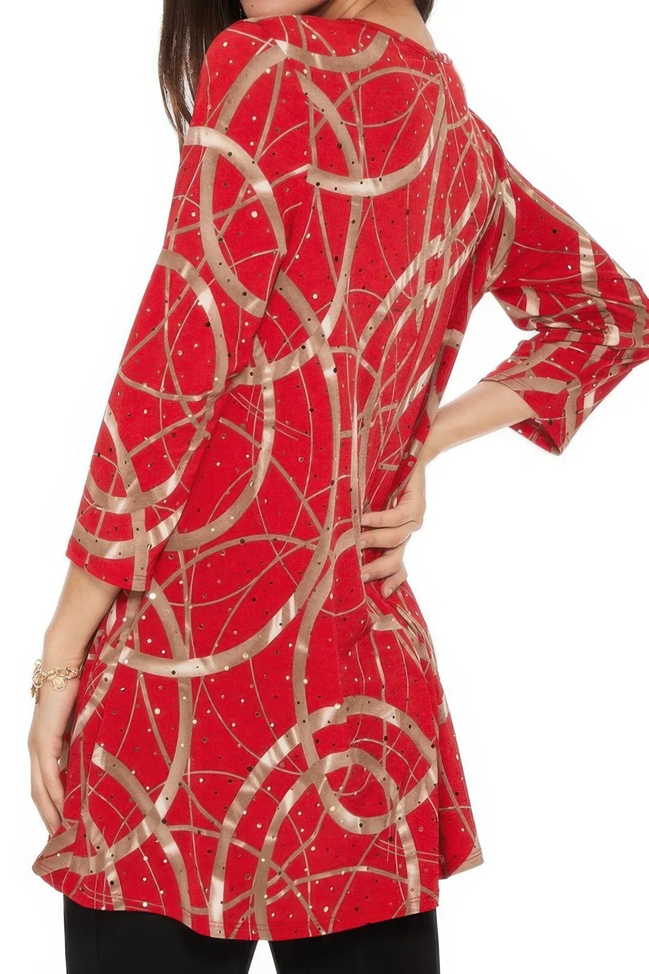 Glitter Quarter Sleeve Print Top | Mixtshop LLC