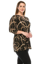 Glitter Quarter Sleeve Print Top | Mixtshop LLC