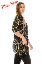Plus Size Glitter V-neck Top Half Sleeve | Mixtshop LLC