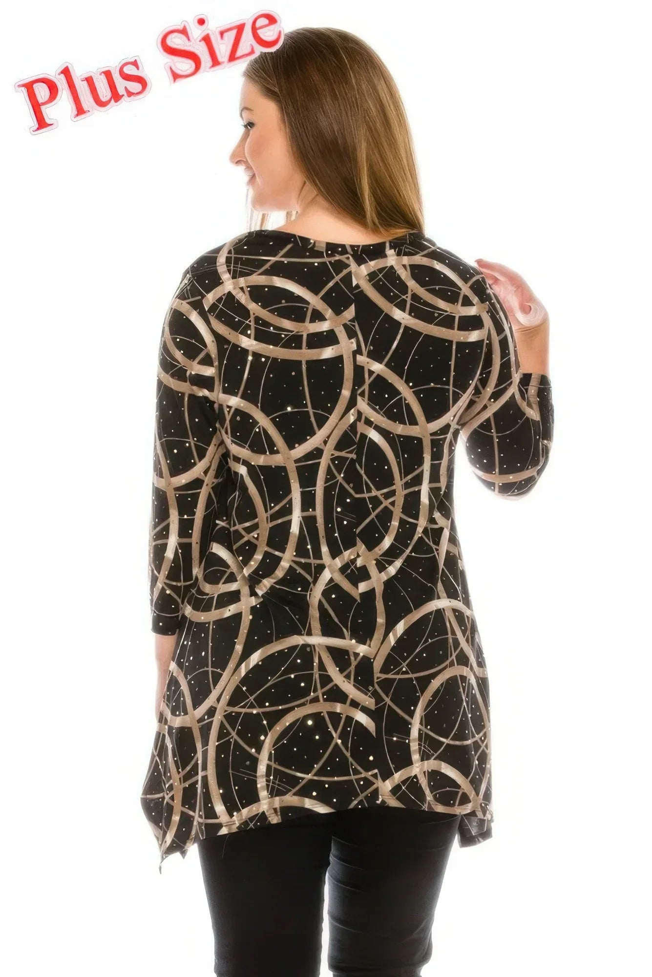 Plus Size Glitter V-neck Top Half Sleeve | Mixtshop LLC