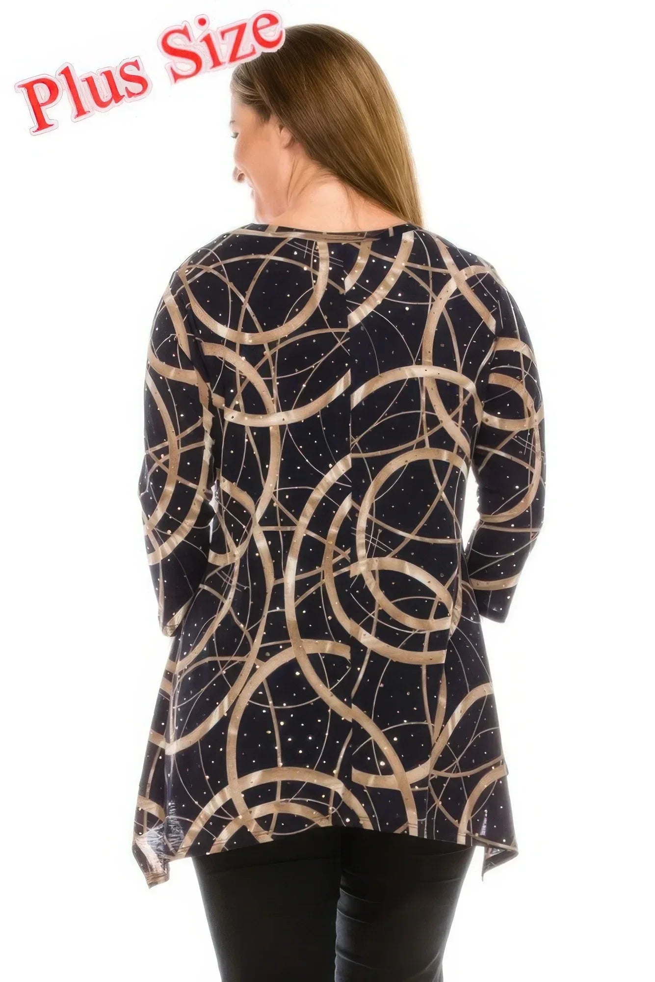 Plus Size Glitter V-neck Top Half Sleeve | Mixtshop LLC