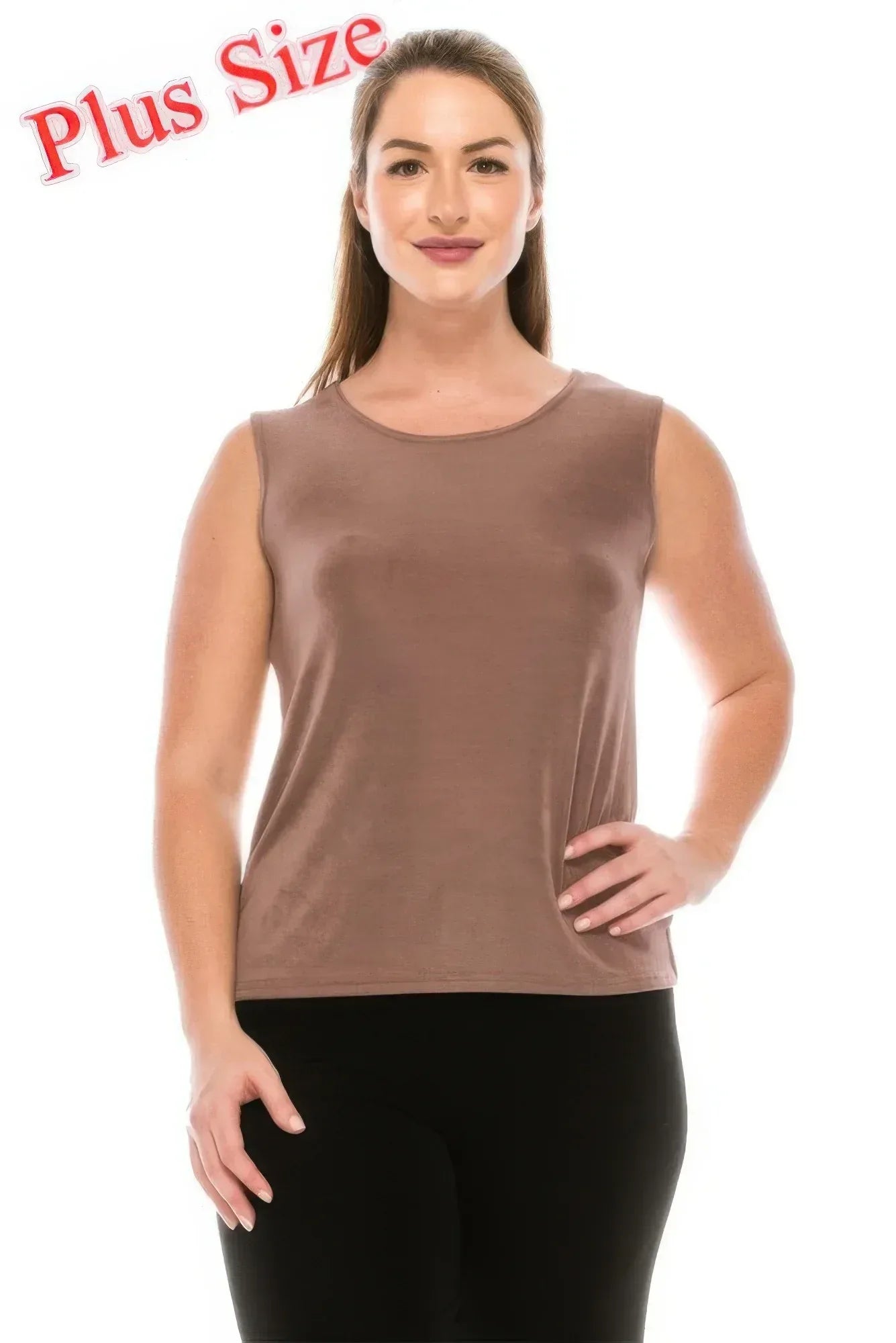 Plus Size Sleeveless Round Neck Tank | Mixtshop LLC