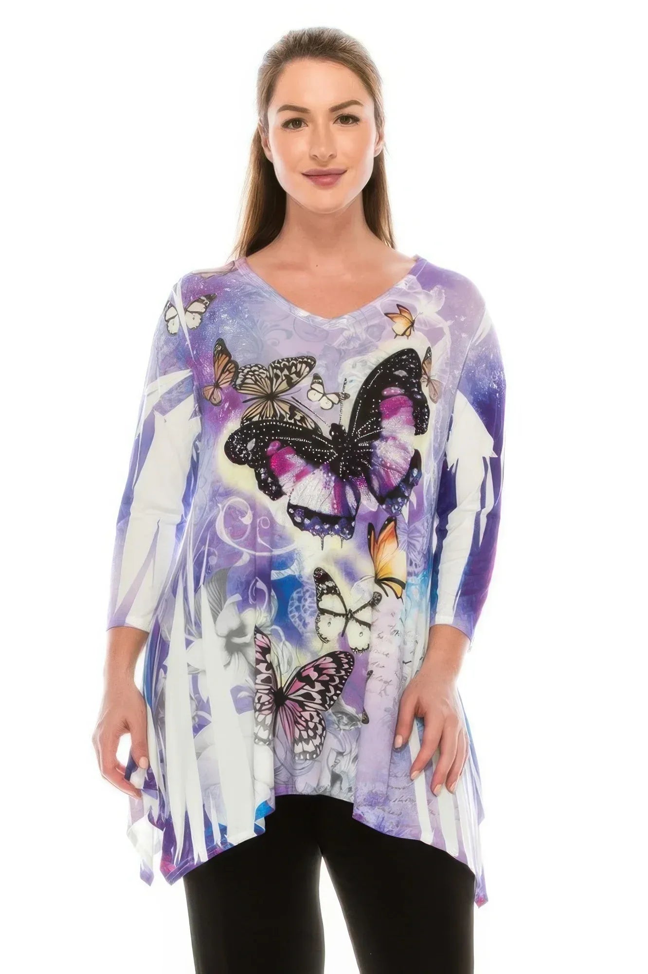 Quarter Sleeve Rhinestone Top | Mixtshop LLC Main image