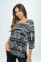 Merrow Quarter Sleeve Print Top | Mixtshop LLC