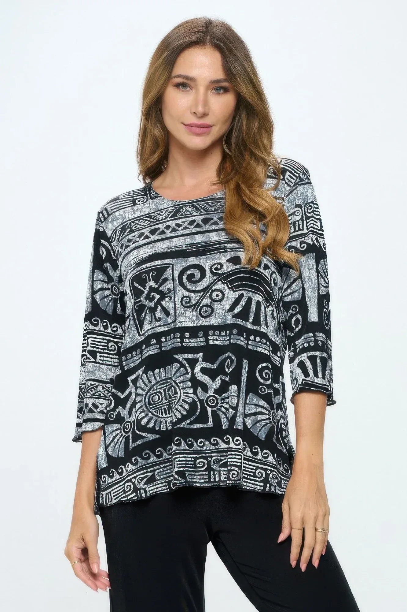 Merrow Quarter Sleeve Print Top | Mixtshop LLC