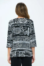Merrow Quarter Sleeve Print Top | Mixtshop LLC