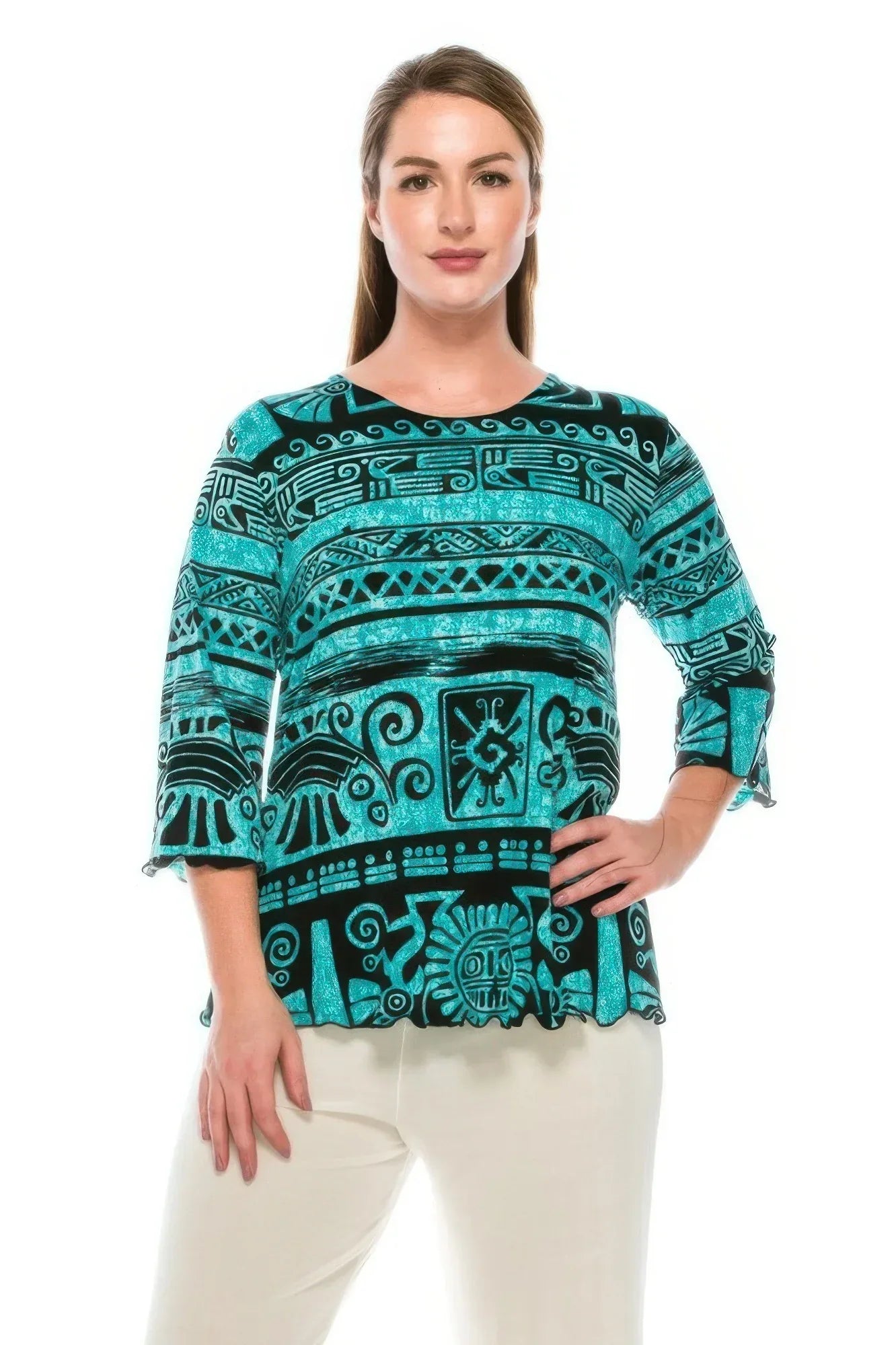 Merrow Quarter Sleeve Print Top | Mixtshop LLC