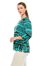 Merrow Quarter Sleeve Print Top | Mixtshop LLC