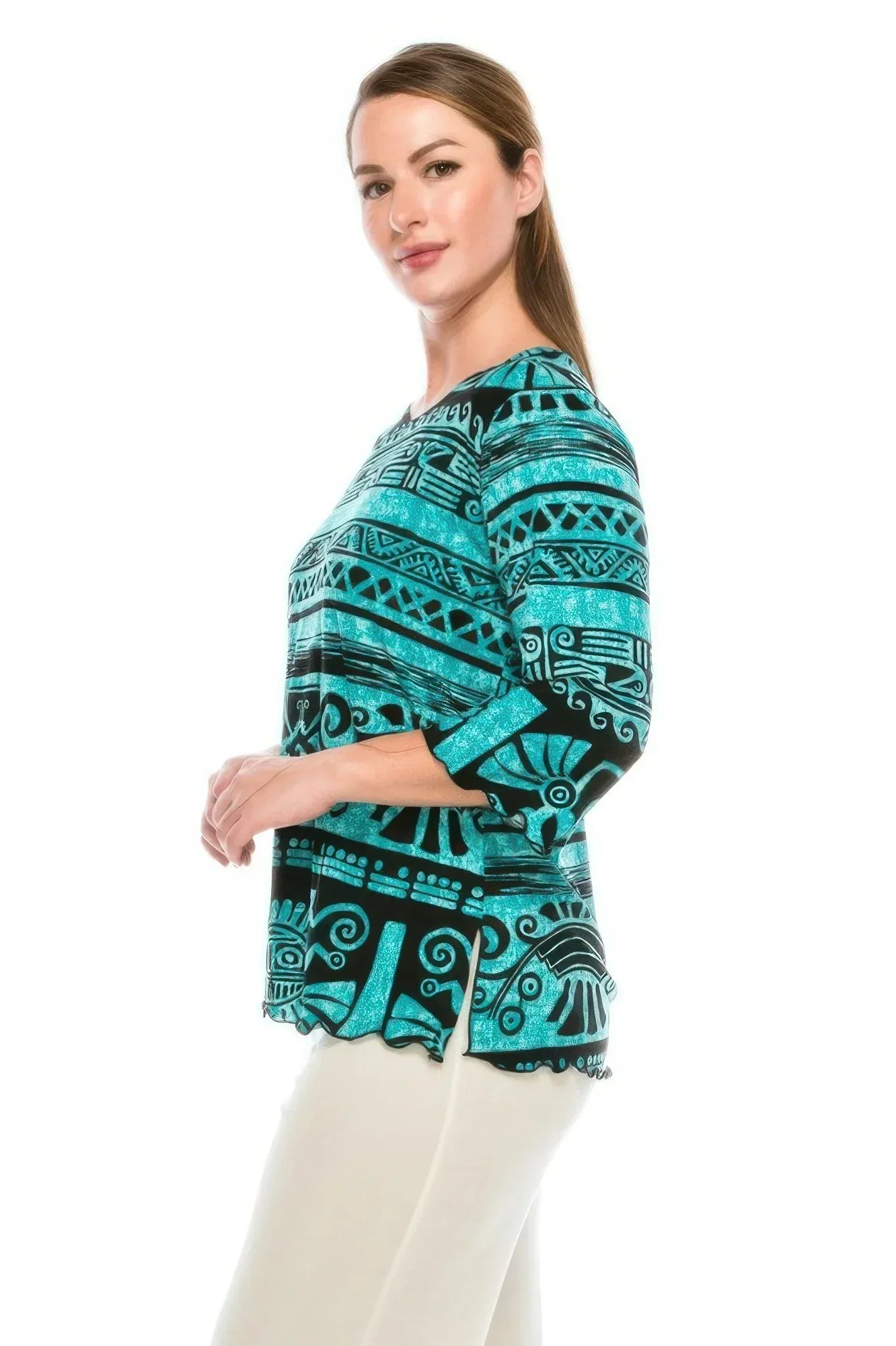 Merrow Quarter Sleeve Print Top | Mixtshop LLC
