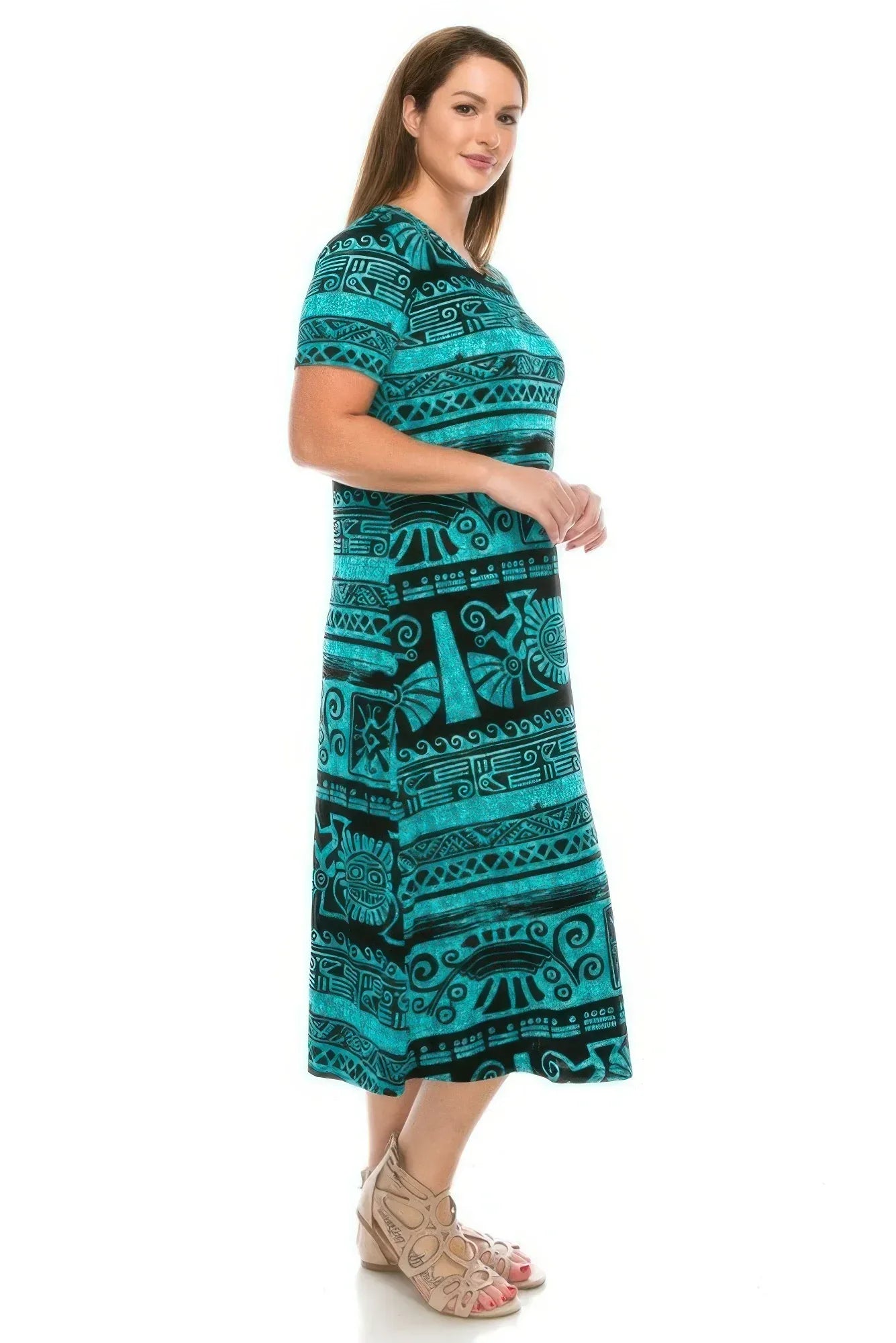 Short Sleeve Print Maxi Dress | Mixtshop LLC