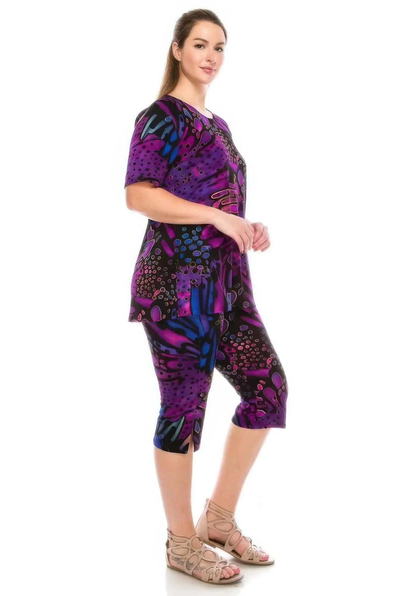 Short Sleeve Print Top Capri Pants Secondary image