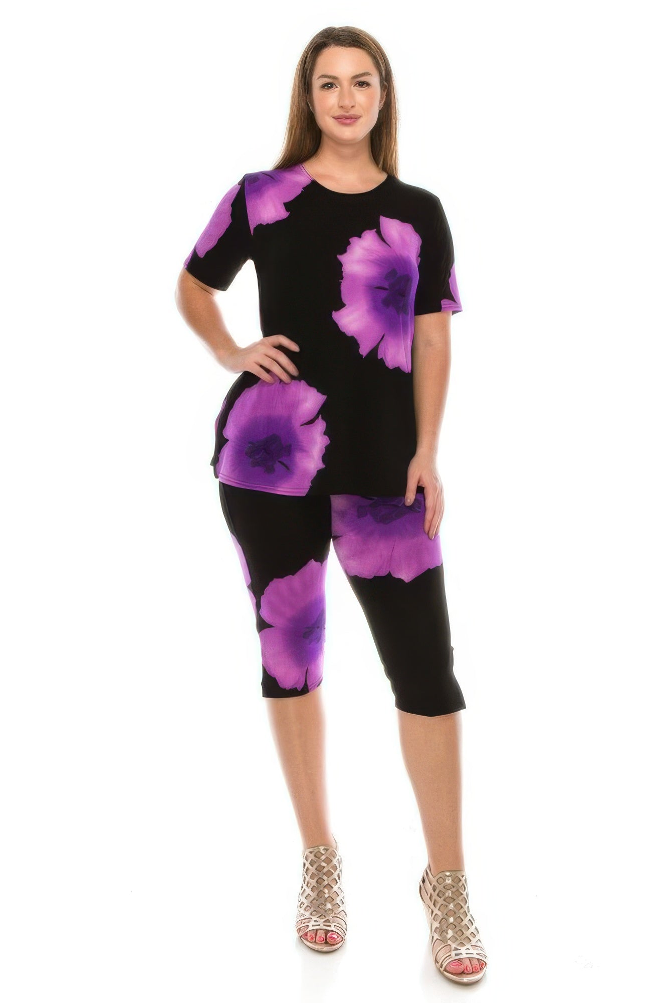 Floral Print Top Capri Pants Set Secondary image