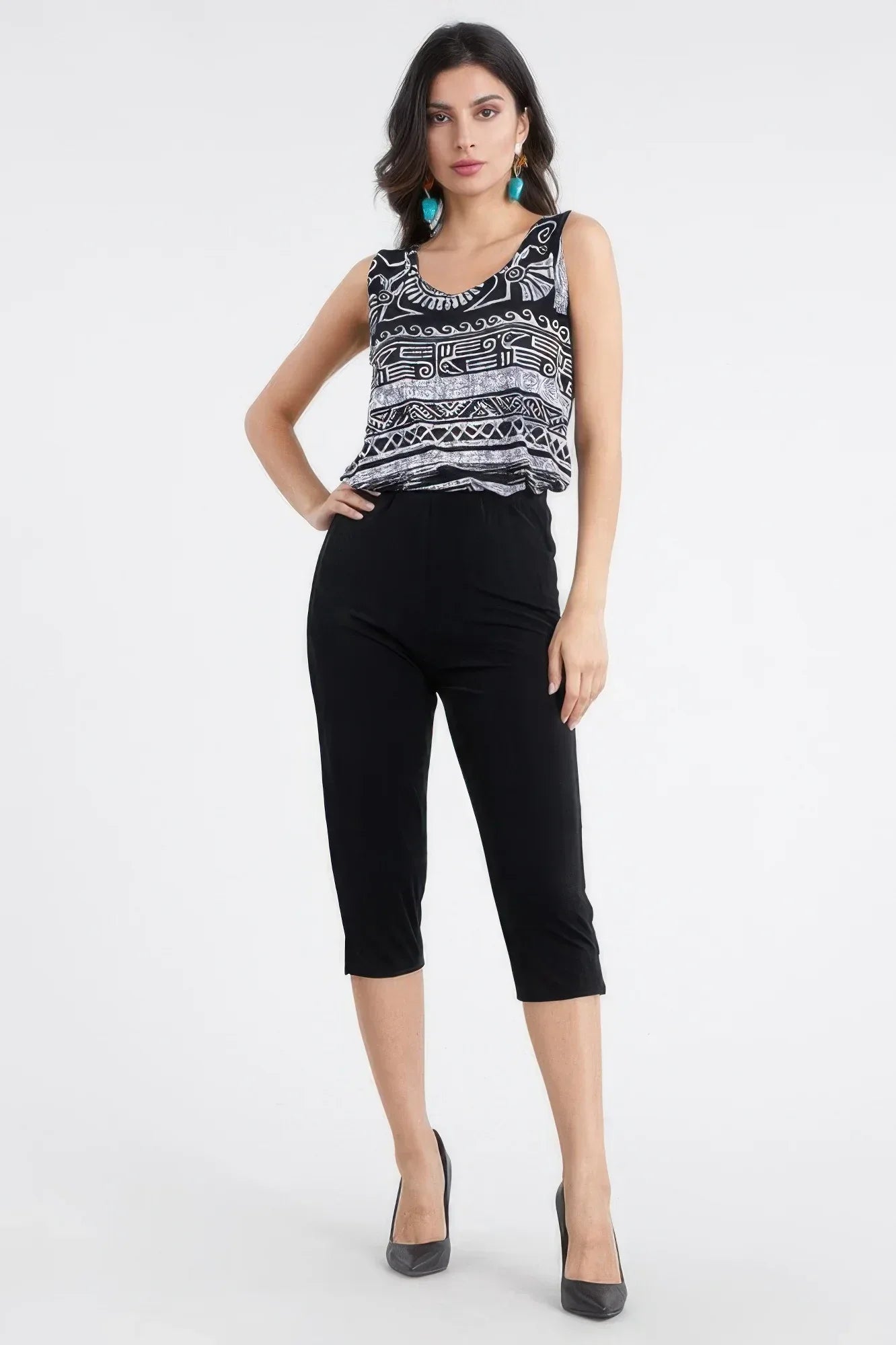 Stretchy Solid Capri Pants | Mixtshop LLC Main image