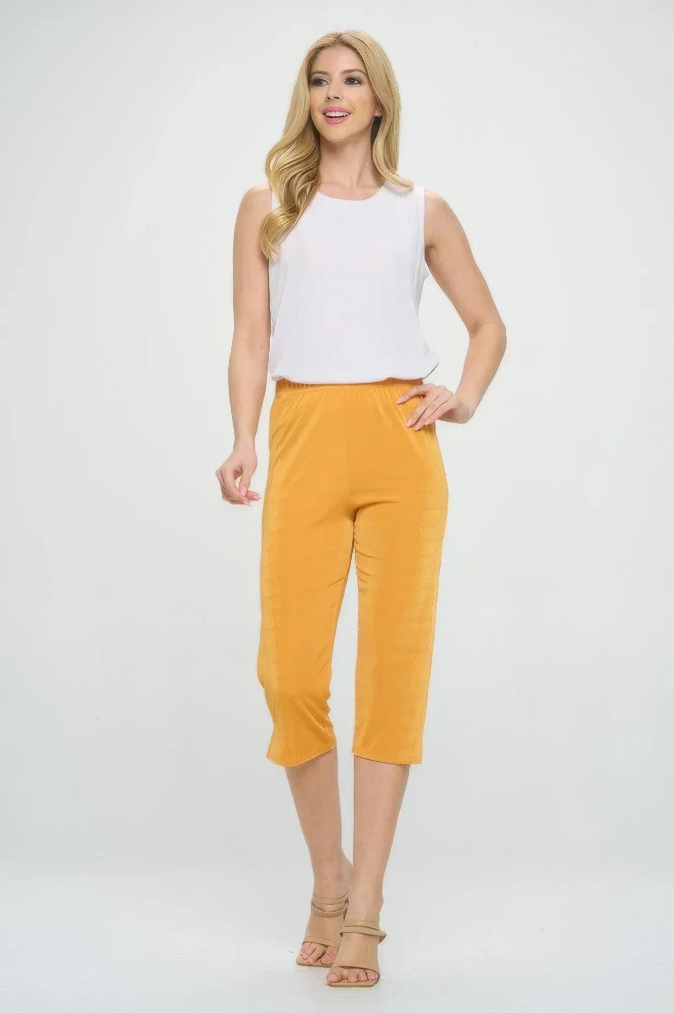 Stretchy Solid Capri Pants | Mixtshop LLC
