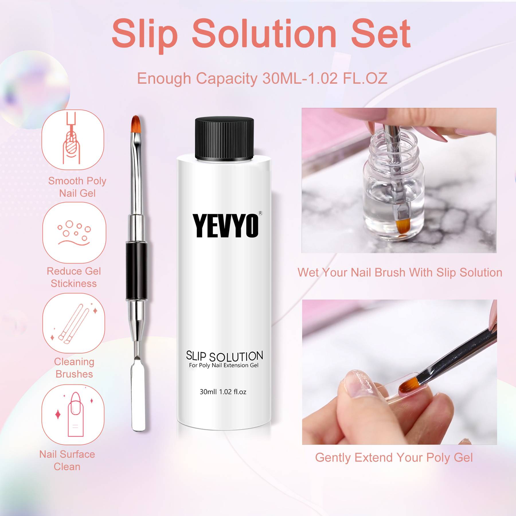 6 PCS Poly Gel Nail Kit With UV Lamp, Top Base Coat Builder Nails Art Tools