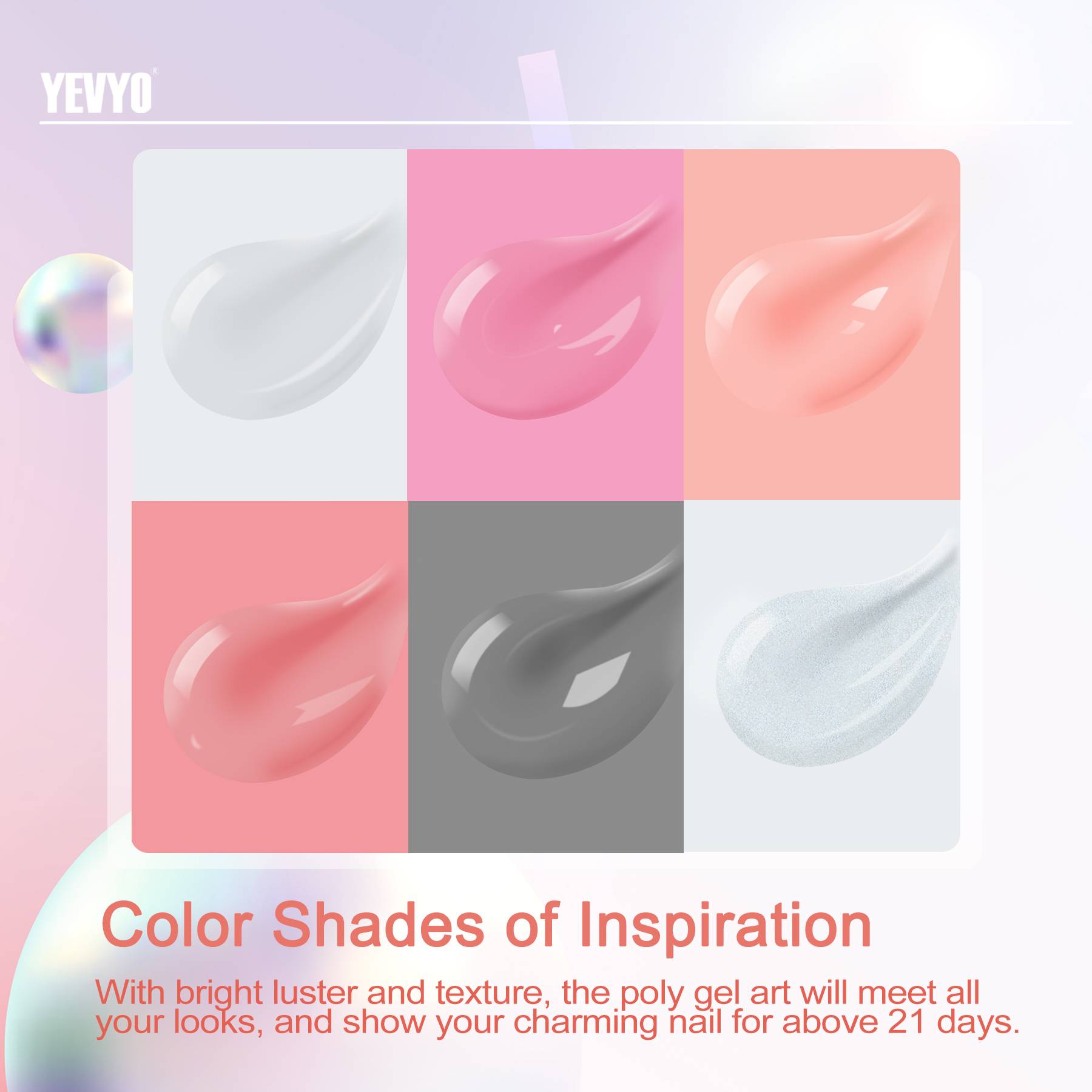 6 PCS Poly Gel Nail Kit With UV Lamp, Top Base Coat Builder Nails Art Tools