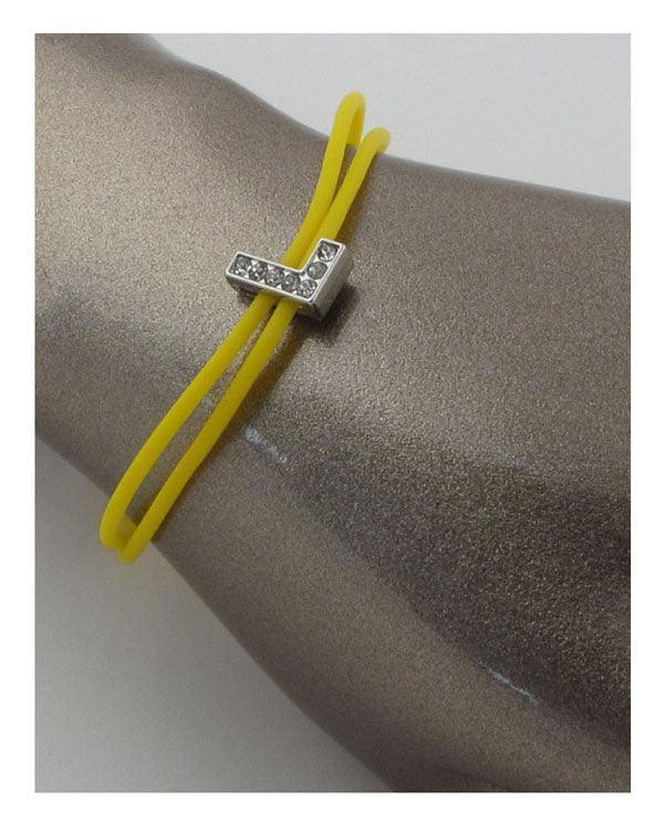 Multi colored rubber bracelets w/charm letters that spell out LOVE | Mixtshop LLC Main image