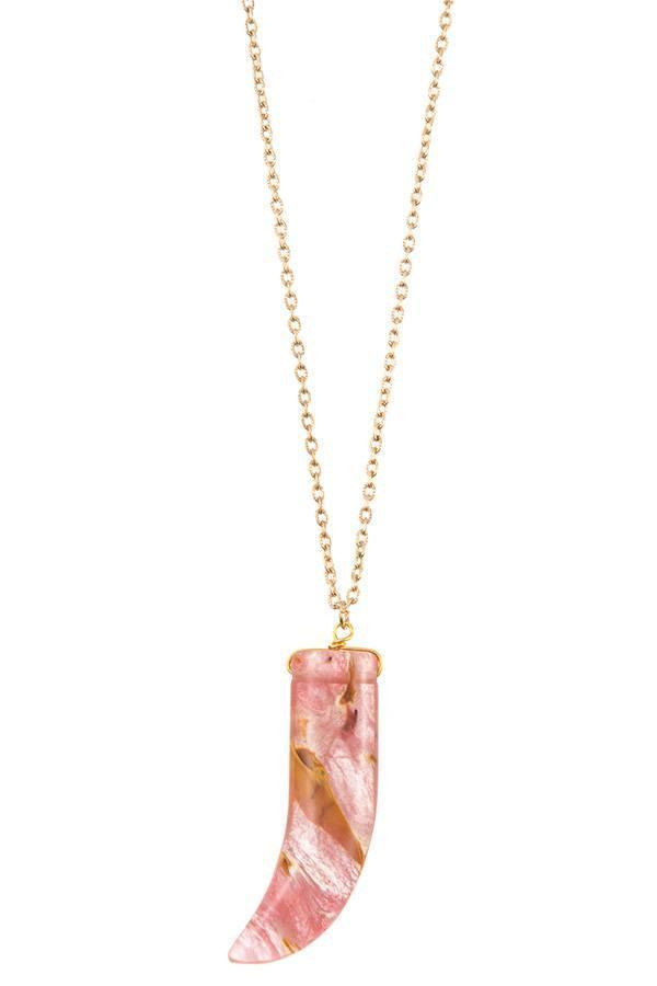 Elongated single horn pendant necklace | Mixtshop LLC