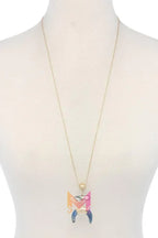Double horn natural stone pendant necklace | Mixtshop LLC
