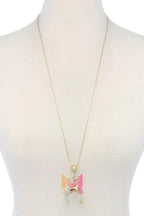 Double horn natural stone pendant necklace | Mixtshop LLC