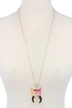Double horn natural stone pendant necklace | Mixtshop LLC