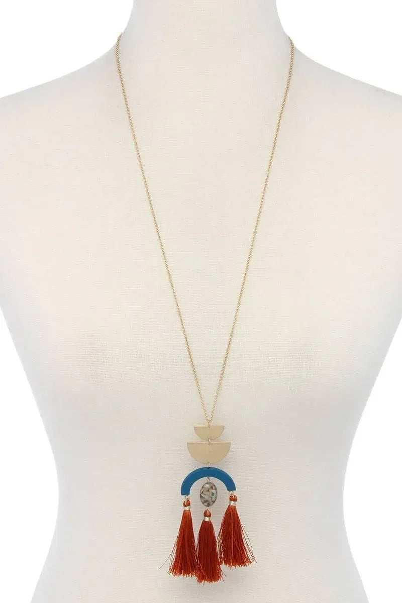 Half circle metal tassel pendant necklace | Mixtshop LLC