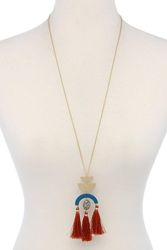 Half circle metal tassel pendant necklace | Mixtshop LLC