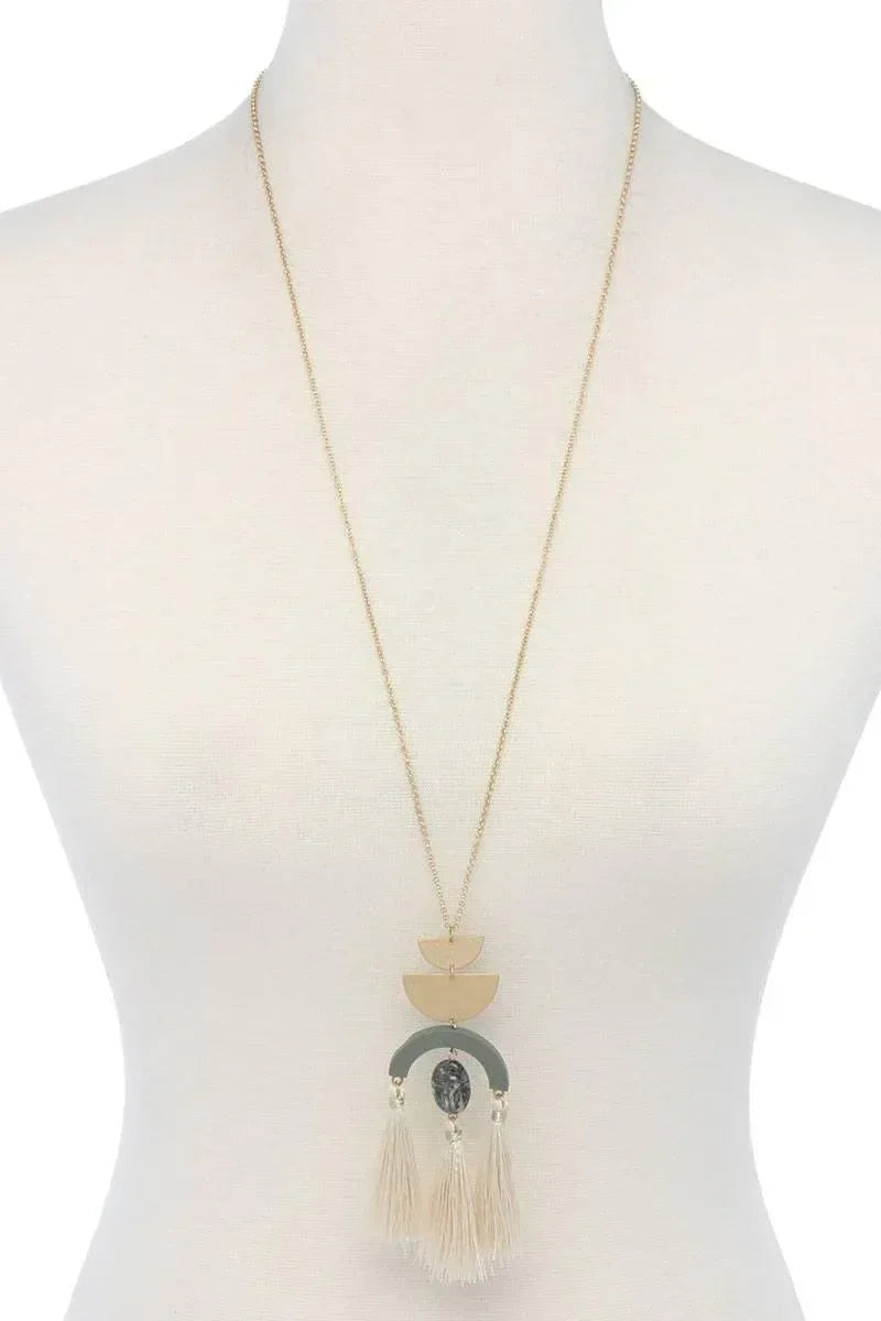 Half circle metal tassel pendant necklace | Mixtshop LLC