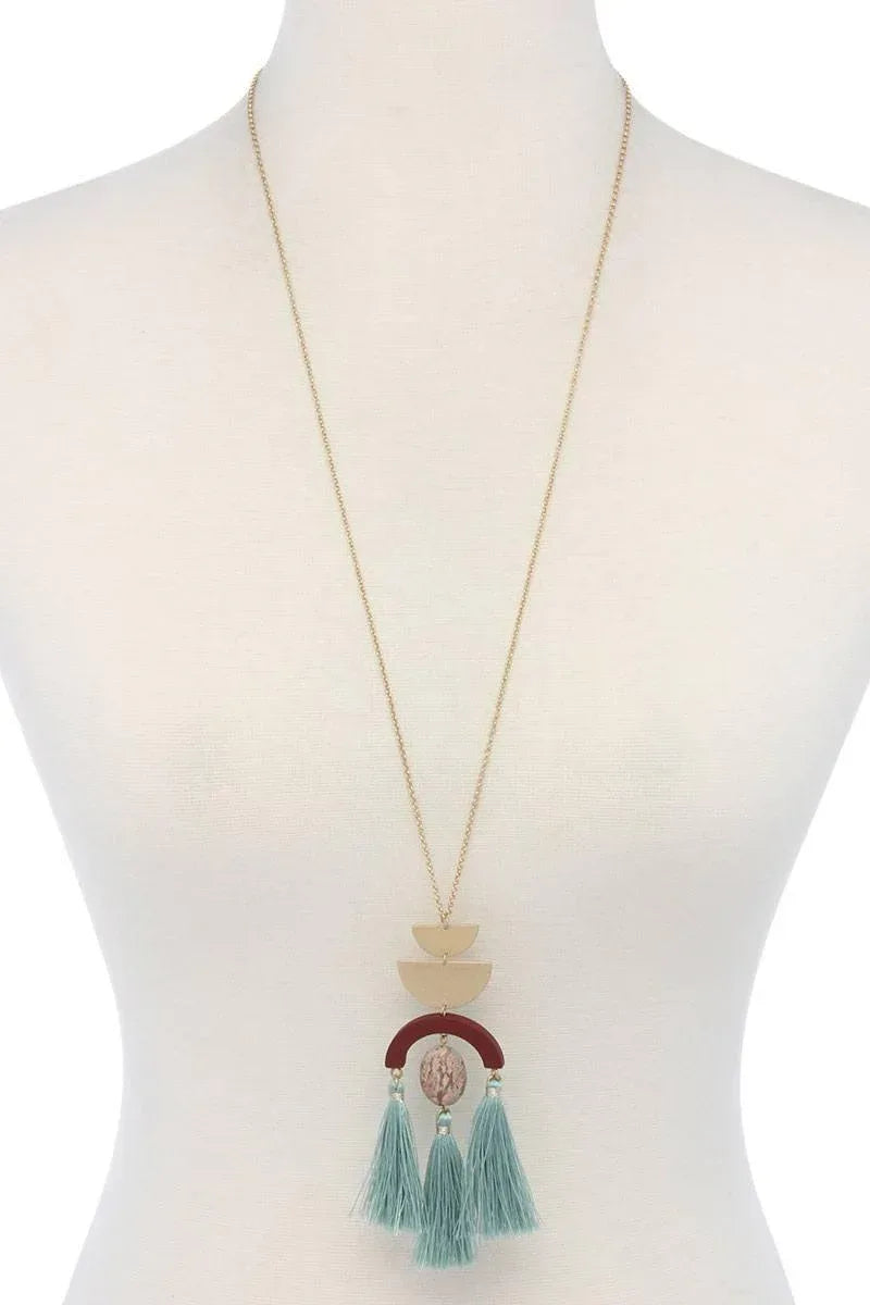 Half circle metal tassel pendant necklace | Mixtshop LLC