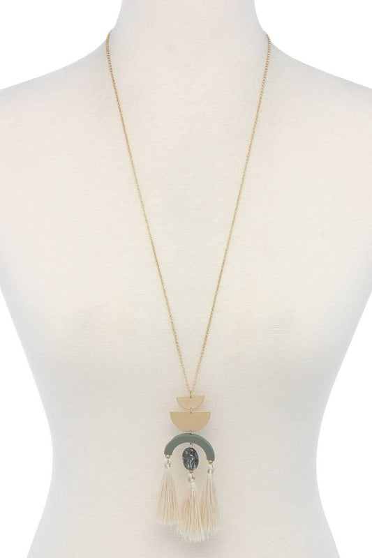 Half circle metal tassel pendant necklace | Mixtshop LLC