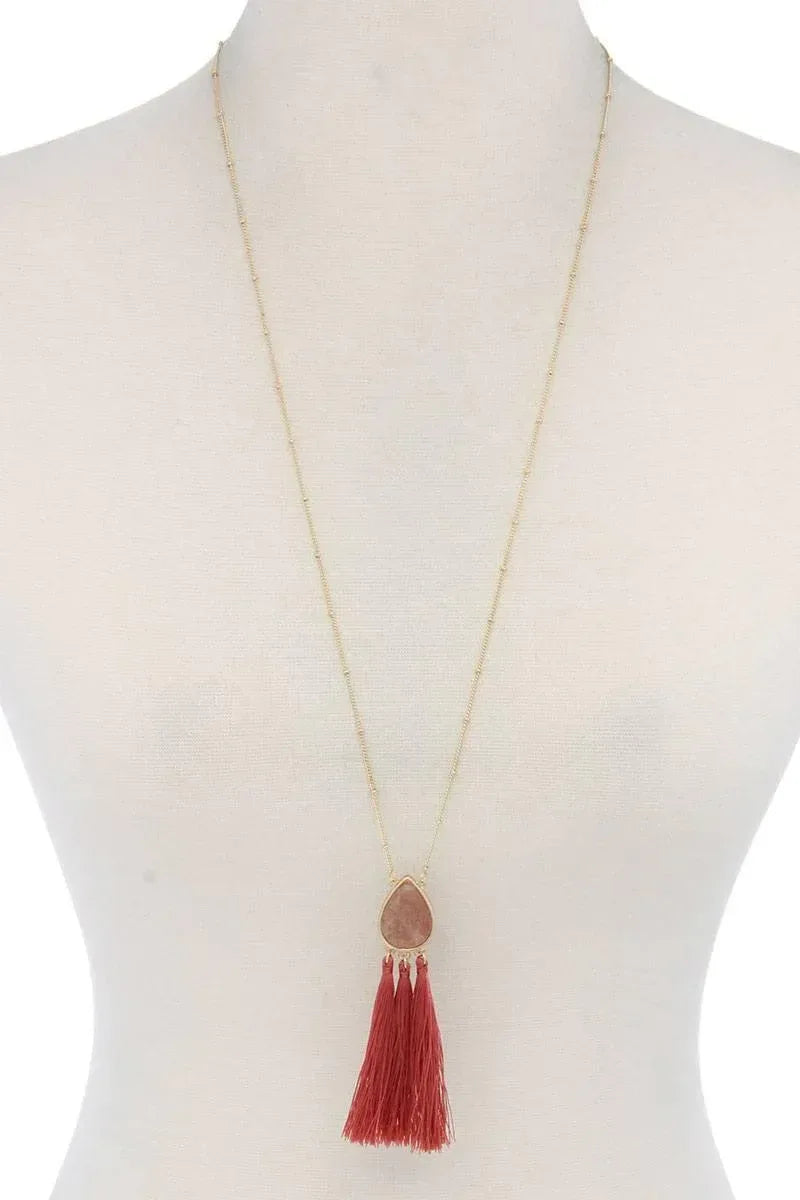 Teardrop Shape Tassel Pendant Necklace | Mixtshop LLC