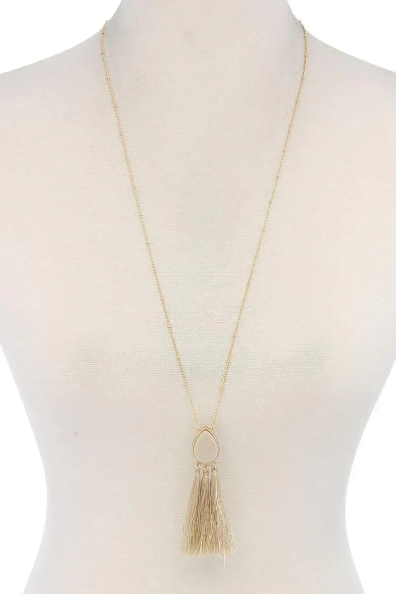 Teardrop Shape Tassel Pendant Necklace | Mixtshop LLC