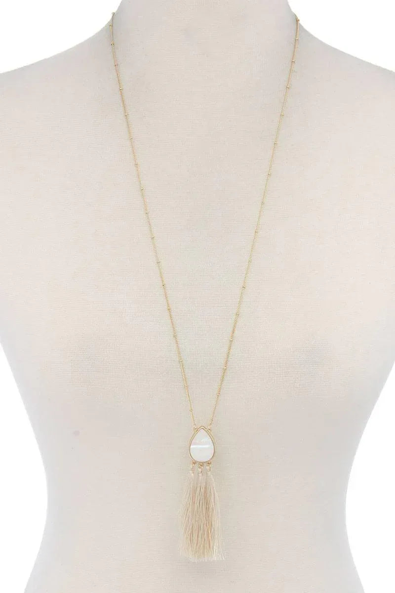 Teardrop Shape Tassel Pendant Necklace | Mixtshop LLC