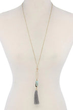 Cut Out Long Oval Bead Tassel Pendant Necklace | Mixtshop LLC