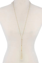 Cut Out Long Oval Bead Tassel Pendant Necklace | Mixtshop LLC
