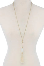 Cut Out Long Oval Bead Tassel Pendant Necklace | Mixtshop LLC