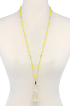 Cowrie Shell Tassel Beaded Necklace | Mixtshop LLC