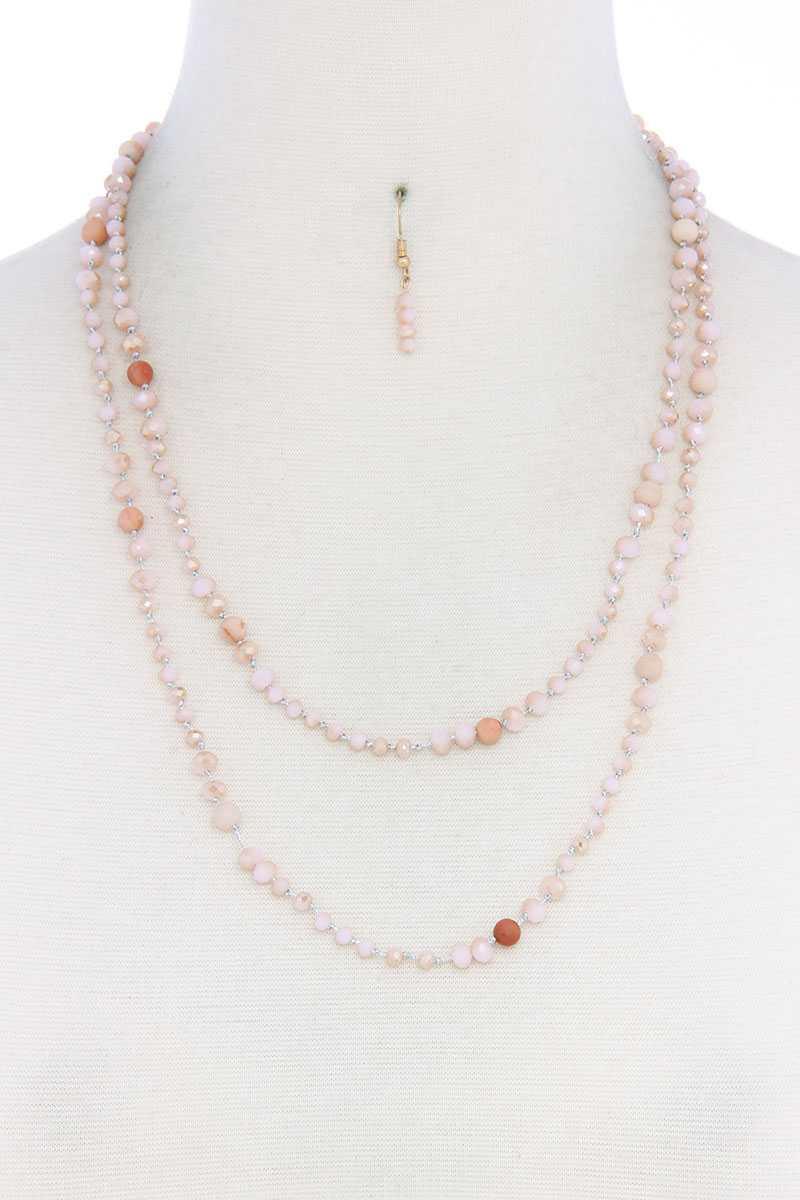 Beaded Fashion Long Necklace And Earring Set | Mixtshop LLC Main image