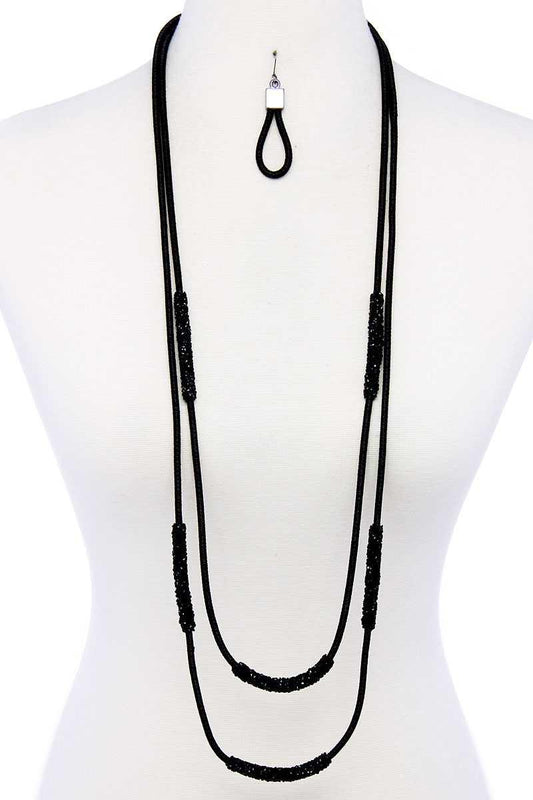 Double Layer Chic Long Necklace And Earring Set | Mixtshop LLC