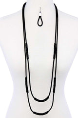 Double Layer Chic Long Necklace And Earring Set | Mixtshop LLC