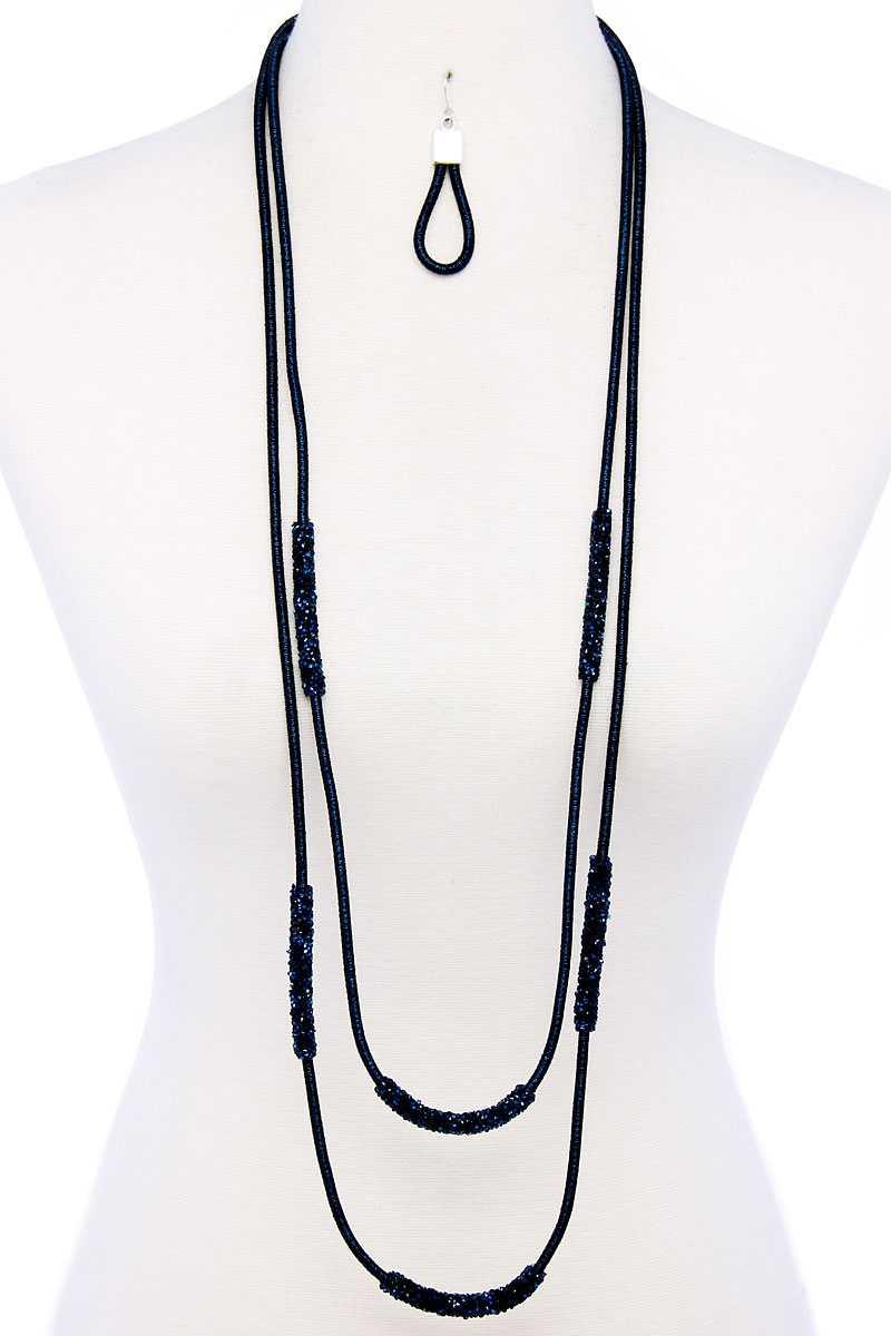 Double Layer Chic Long Necklace And Earring Set | Mixtshop LLC