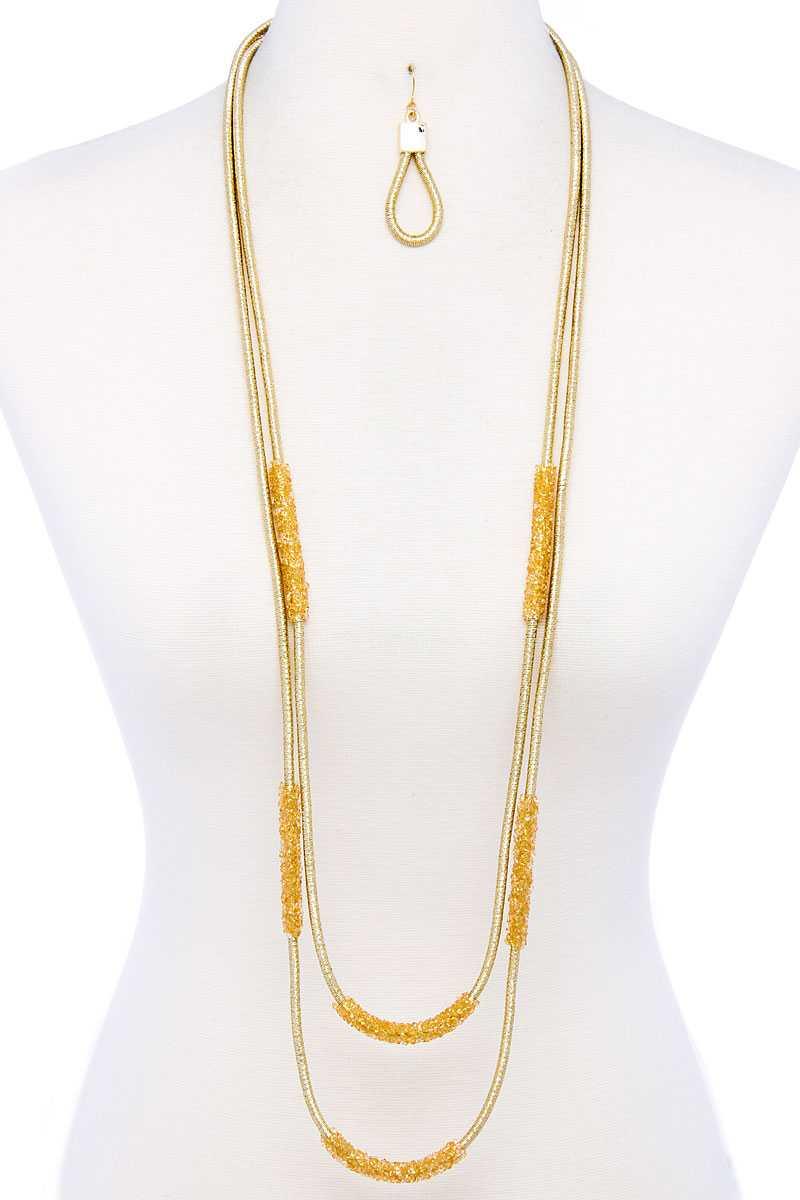 Double Layer Chic Long Necklace And Earring Set | Mixtshop LLC