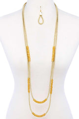 Double Layer Chic Long Necklace And Earring Set | Mixtshop LLC