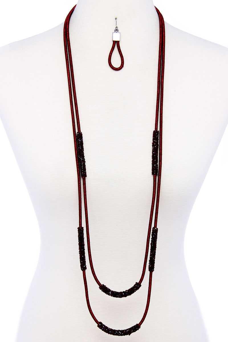 Double Layer Chic Long Necklace And Earring Set | Mixtshop LLC
