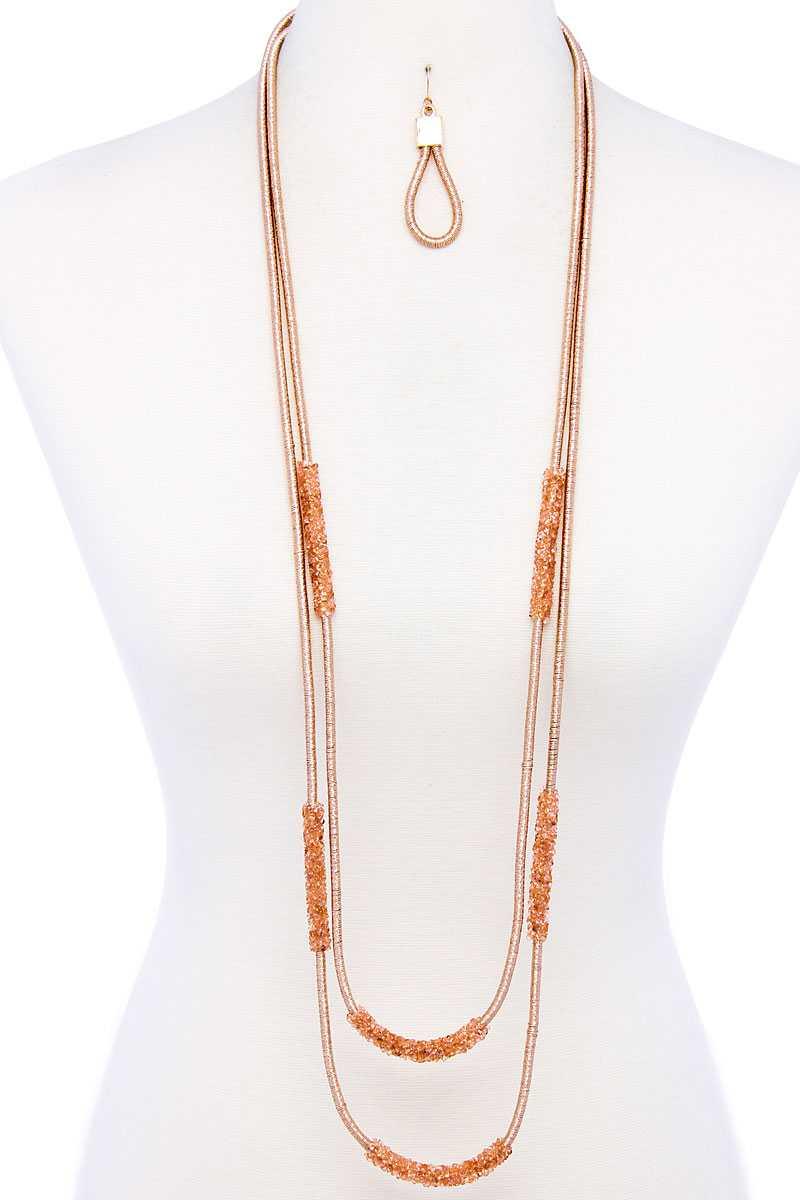 Double Layer Chic Long Necklace And Earring Set | Mixtshop LLC